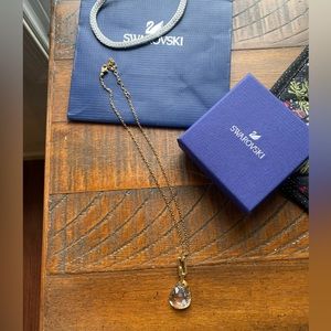 Swarovski Gold Tone Pear Cut Drop Necklace